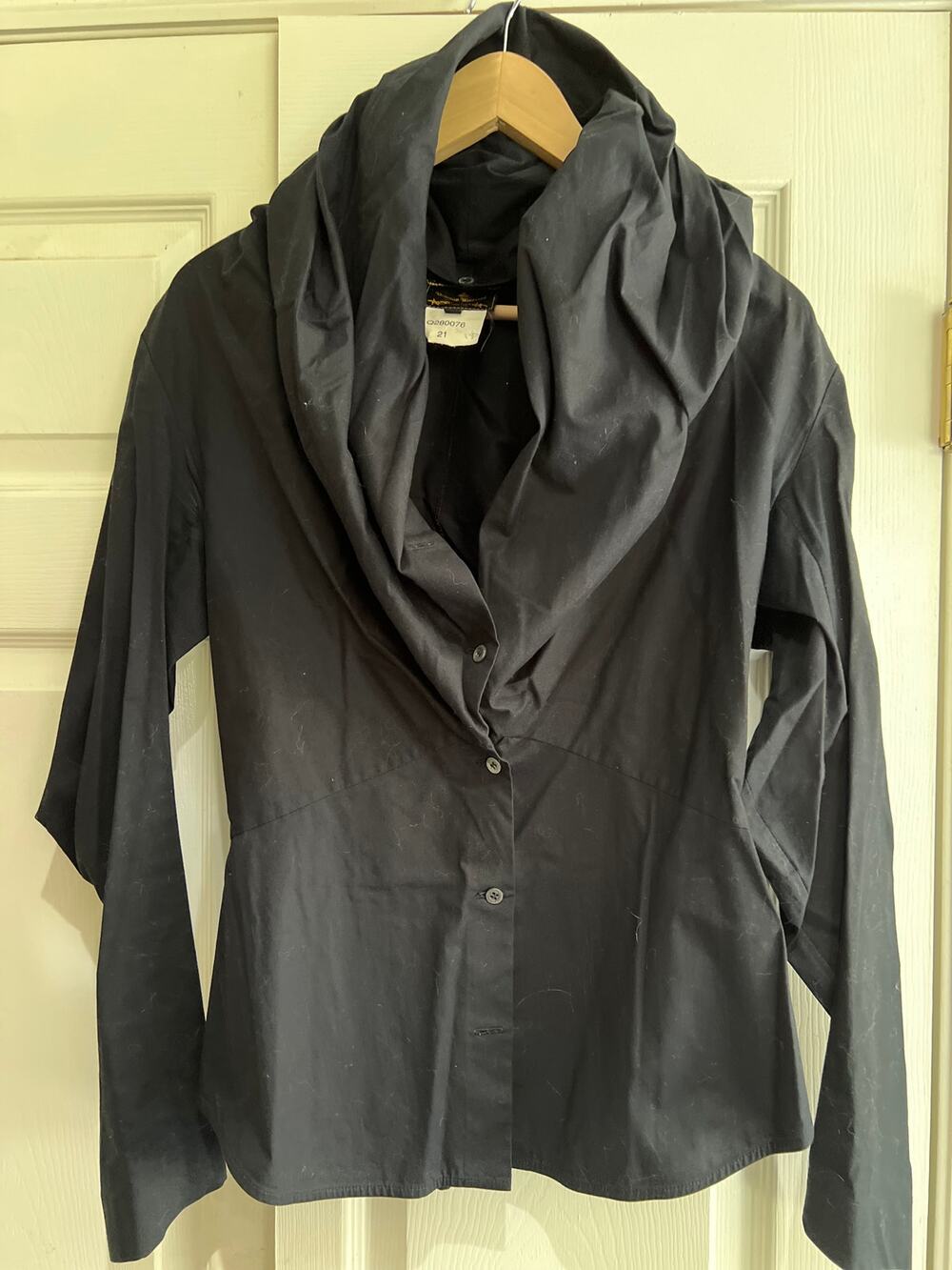ARCHIVE mid 2010 Vivienne Westwood Anglomania Black Draped Hood Blouse IT42